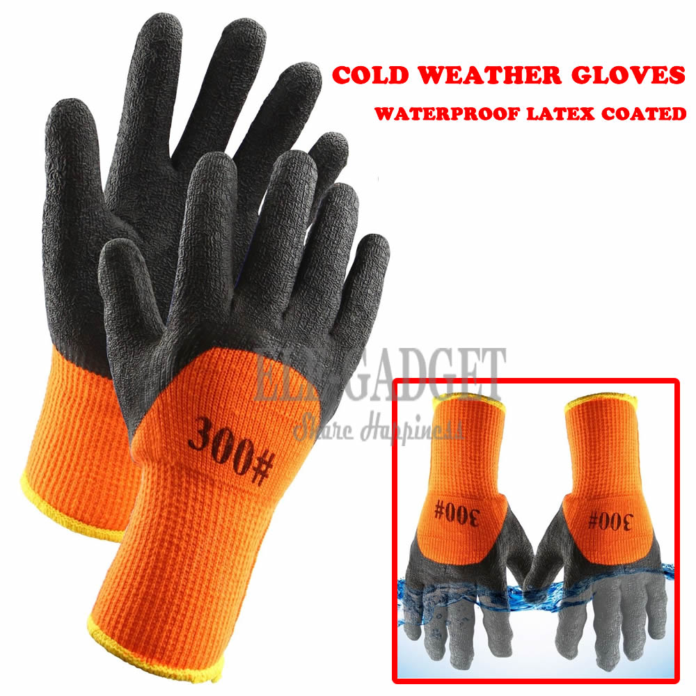 1Pair ܿ  ۾   尩 Anti-Skidding ؽ   尩 ۾   ȣ/1Pair Winter Waterproof Work Safety Thermal Gloves Anti-Skidding Latex Rubber Garden